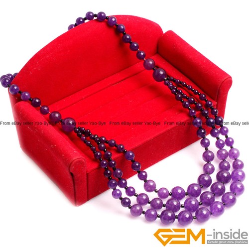 8-12mm Gemstone Round Beaded Fashion Long Necklace For Women 19 Inch Handmade AU - Foto 27 di 82