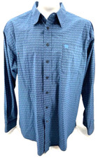Cinch Modern Fit LS Collared Cotton Button Down Blue Patten Shirt Men's XXL