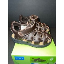 Image of NEW childrens place genuine leather brown outdoor wharf fisherman sandals size 8