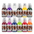 World Famous 12 Color Primary Tattoo Ink Set #1 #2 or #3 in 1oz Inks Boxed Kit