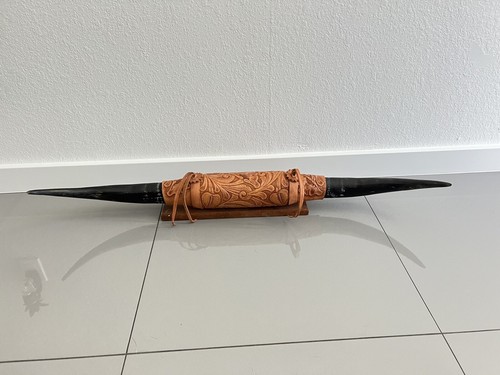 Vintage LENKHÖRNER MONTIERT 40" Western Stier Kuh Mann Höhle Cowboy