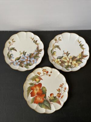 Antique SET of 3 George Jones & Sons Crescent China Floral 9