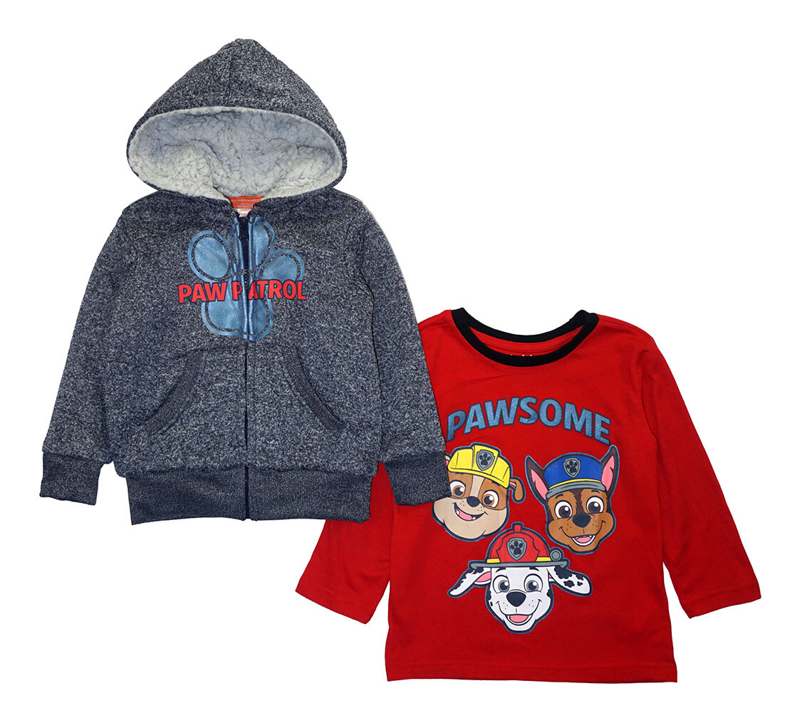 Paw Patrol Toddler Boys L/S Sherpa Hoodie u0026amp; Top 2pc Set Size 2T 3T 4T |  eBay