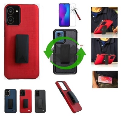 For Motorola moto g (2026),  Dual Layer 360° Rotating Belt Clip Case + TG