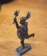 Vintage Indian Warrior w/ Tomahawk Shield Cast Lead Toy Figure