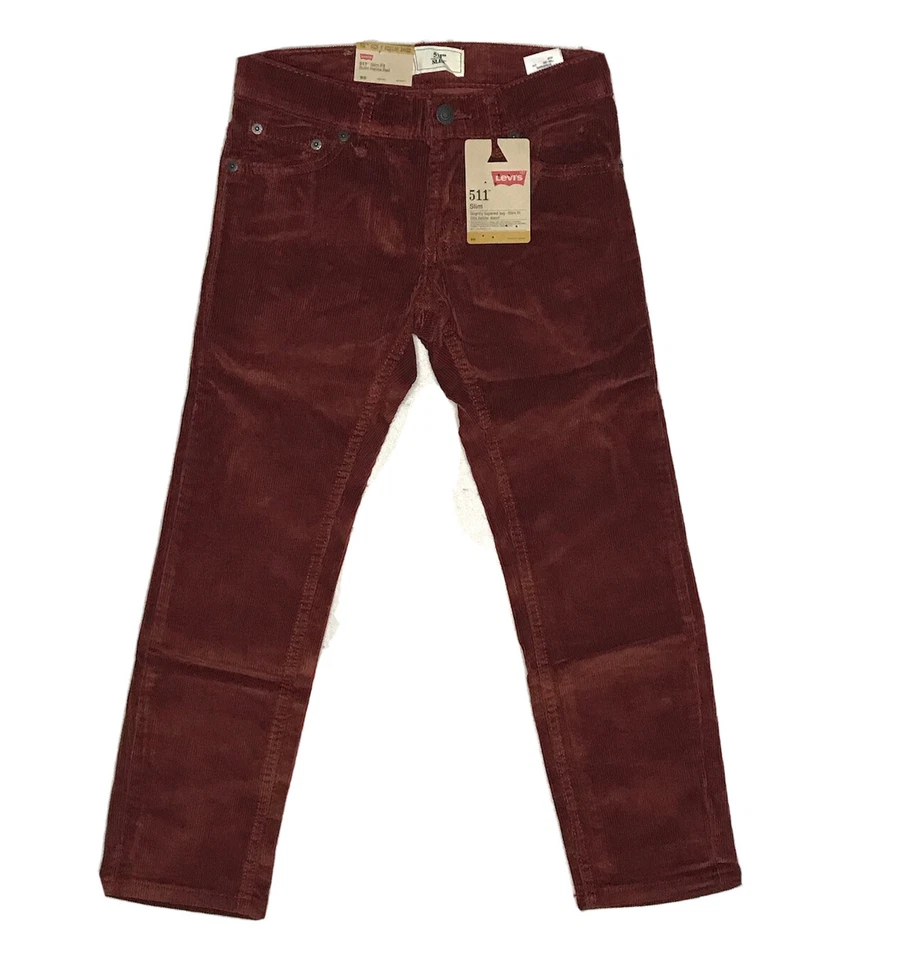 Pantalones Levis Niños 8 Regular 24X22 Rojo Henna Quemada 511 Pana Calce Ajustado Nuevos con Etiquetas Foto 2 de 4