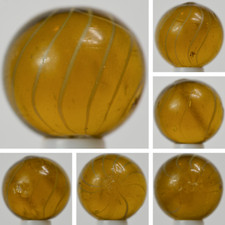 Handmade Gooseberry Marble, Amber Glass, 11/16 in, Good , Chip, Germany, S1412