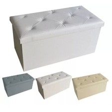 PUFF POUF CONTENITORE ECOPELLE PANCA BAULE IMBOTTITO BOTTONI TRAPUNTATO