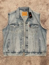 Levi Strauss Sleeveless Denim Trucker Jacket Vest Medium Wash Men Sz. Large 108