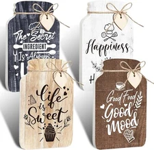 Weysat Decorative Signage 4 Pieces Kitchen Wall Decor Mason Jar Set, Wooden... 