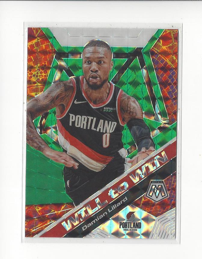2019-20 Panini Mosaic Will to Win Mosaic Green #19 Damian Lillard Blazers