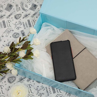 Upgrade 5 Pcs Blue 13x9x4 Inch Hard Large Gift Box with Lid