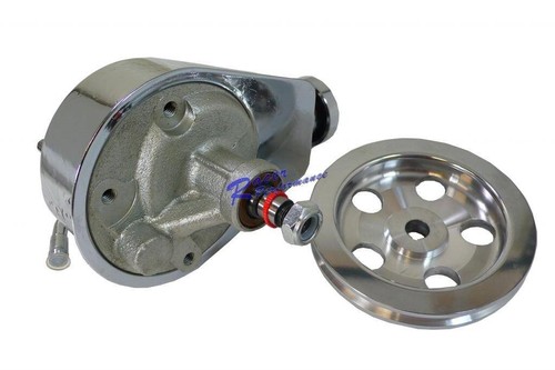 SBC BBC Chevy Chrome Saginaw Power Steering Pump w/ 1 Groove Pulley V8 LWP SWP - Bild 2 von 2
