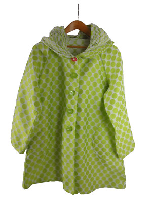 UBU Womens Small Lime Green Polka Dot Hooded Long Sleeve Jacket Cotton Blend