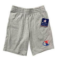 Champion Boy s Gray Heritage Logo 7 Cotton Blend Pull On Shorts Small