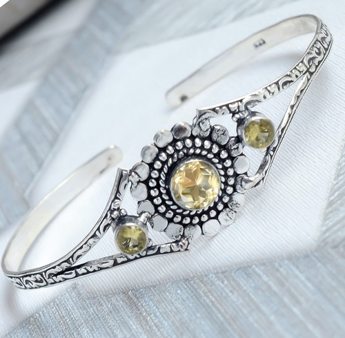 Bracelet En Argent 925 Avec Pierres - Tanzanite, Quartz, Topaze, Citrine, Péridot, Neuf Avec étiquette
