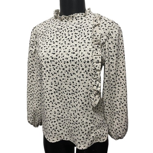 Size 13-14 Zara Girls Ruffle Detail Long Sleeve Floral Print Girls Shirt Blouse - Picture 4 of 12
