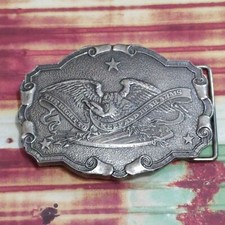 Vintage 2nd Amendment Belt Buckle 1975 Gander Mountain Wyoming Art Pewter Tone