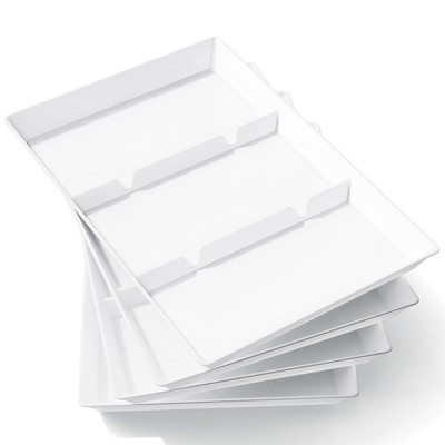 Lifewit Serving Tray Divided for Party Supplies, 4 PCS 15'' x 10'' Plastic Platter