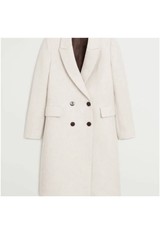 Nwt Mango Double-breasted Wool Coat Ecru Small