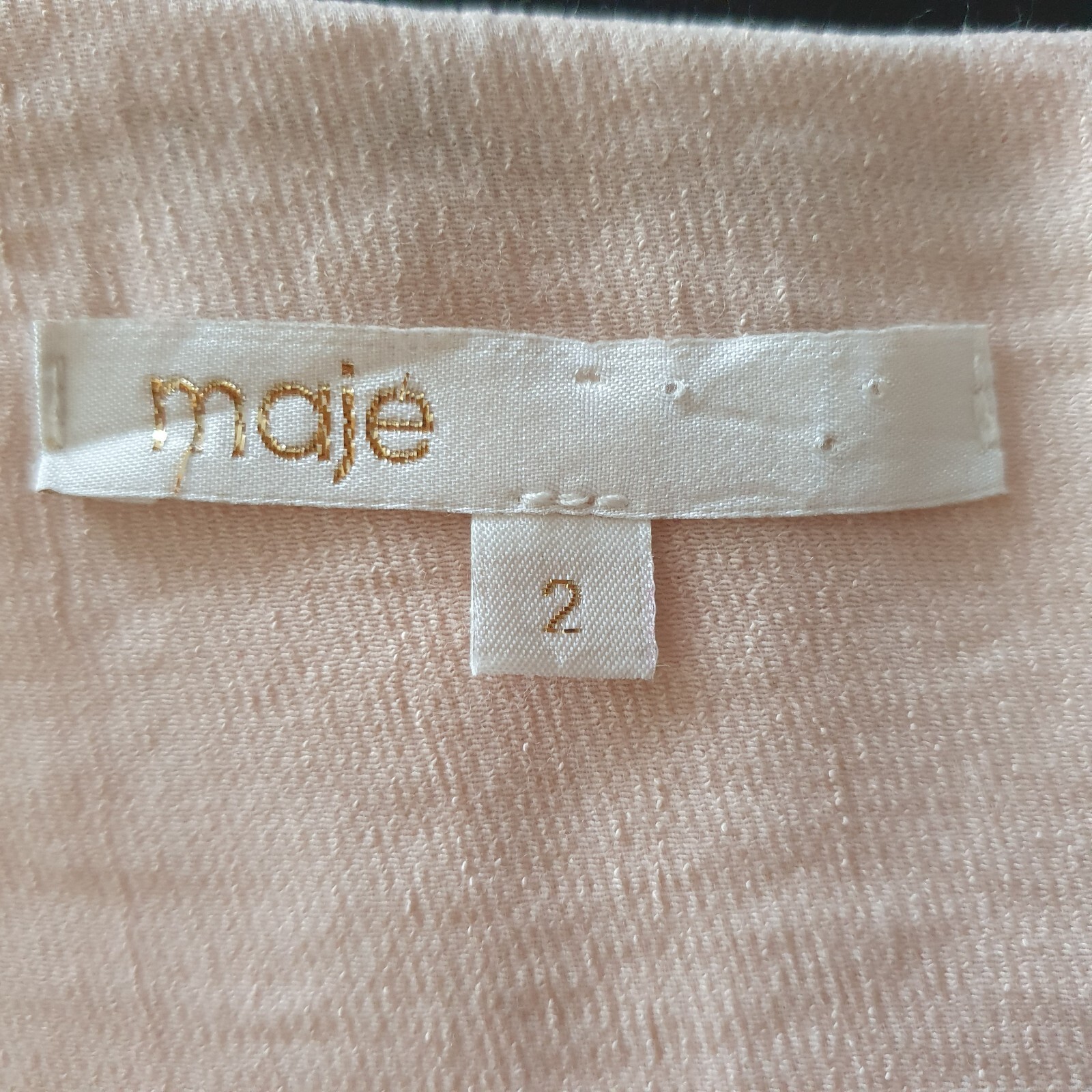 Maje Top Layered Beige Cream Black V Neck Size 2 UK 8 - 10 P2P 17" Summer 