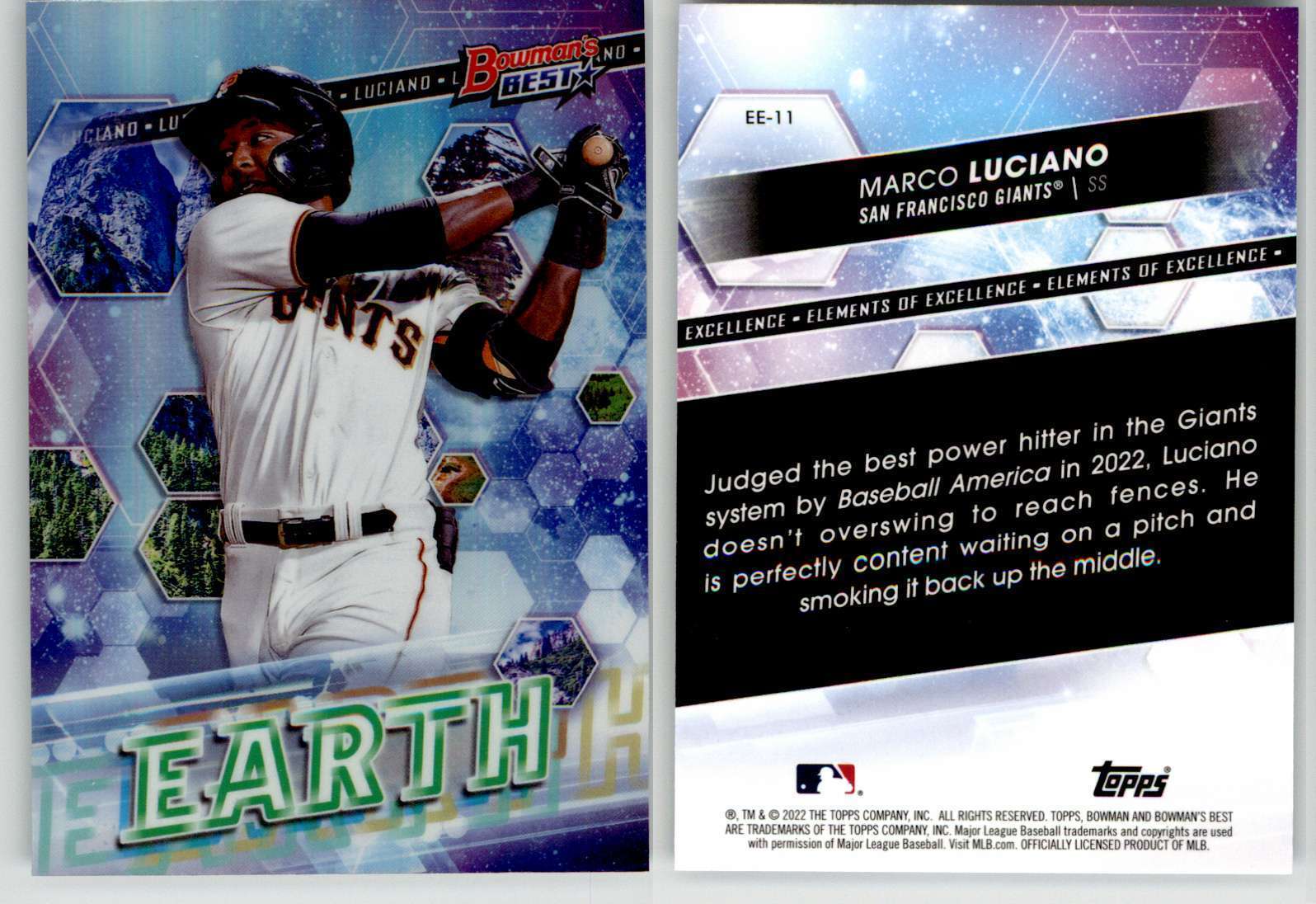 Marco Luciano 2022 Bowman’s Best Elements of Excellence EE-11 Giants