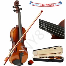 US New 1/2 Acoustic Violin Case Bow Rosin Natural Kids Gift Arbor and White Hors