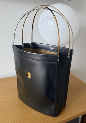 Cartier Trinity Leder Schwarz Ringe Metall vergoldet Silber Rose Bag Tasche Vintage