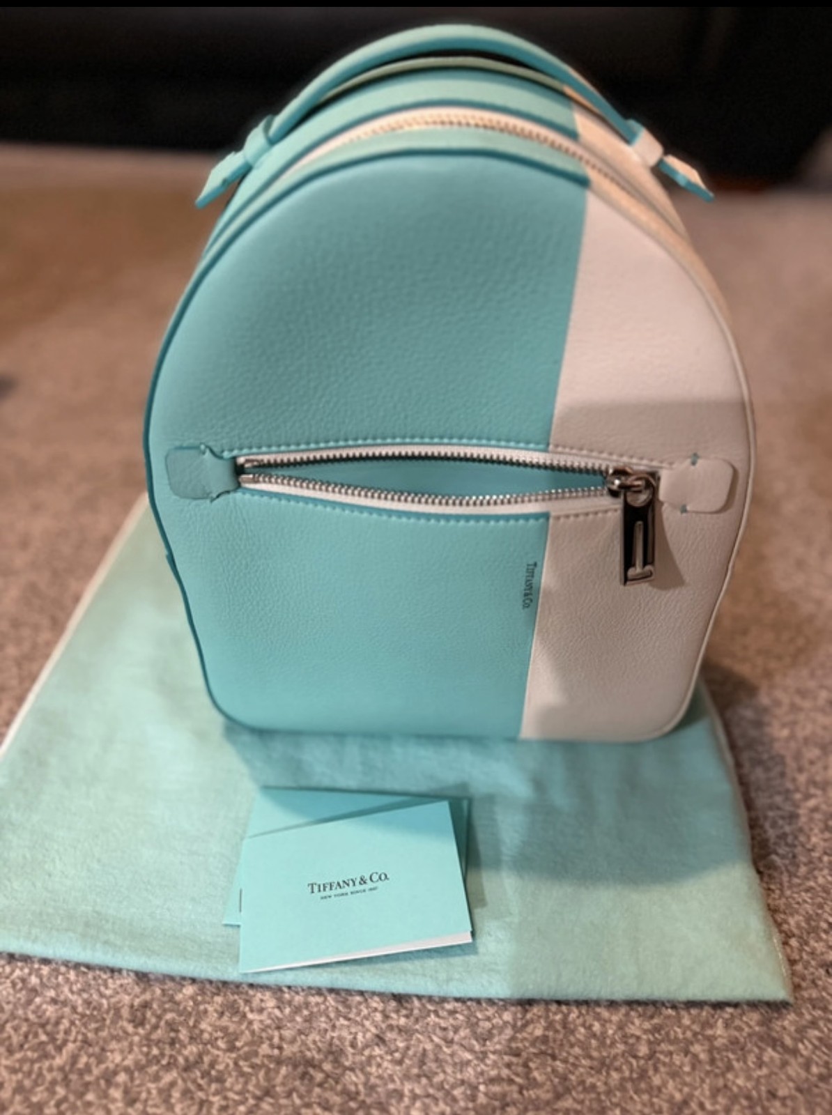 Tiffany&Co Small Backpack Sky blue White Leather – Pre-owned