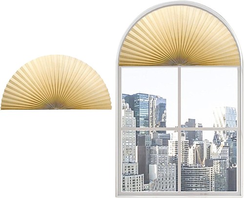 Jlong Arch Window Shade Half Circle 24"W x 12"H, Beige - Picture 3 of 7
