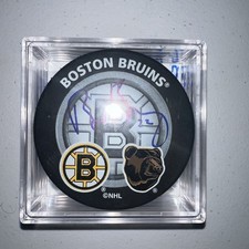Brad Boyes Boston Bruins Signed Hockey Puck w/Ultra Pro Display Auto