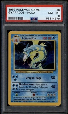 1999 Pokemon Base Unlimited 6 Gyarados HOLO R PSA 8 NM-MT