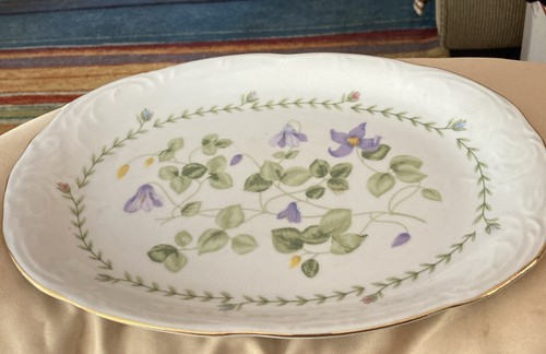 TIENSHAN Klassische PLATTE Weiß & Gold Besetzt mit Floriade Design 13”x 9” - Bild 1 von 7