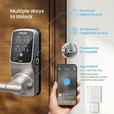 Lockly PGD628F SN Secure Plus Smart Lever Lock Bluetooth Fingerprint NEW