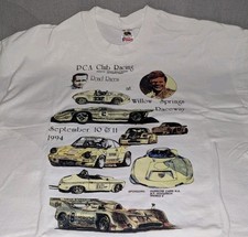 Vtg 1994 Porsche Club Racing T Shirt Willow Springs Donohue Revson Fruit USA XXL
