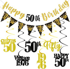 50th Birthday Decorations for Men Women, Happy 50th Birthday Banner
