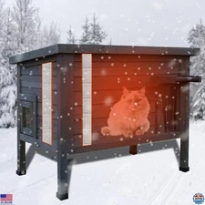 Insulated Outdoor Cat House Shelter for Feral Cats, Weatherproof with Foam Door