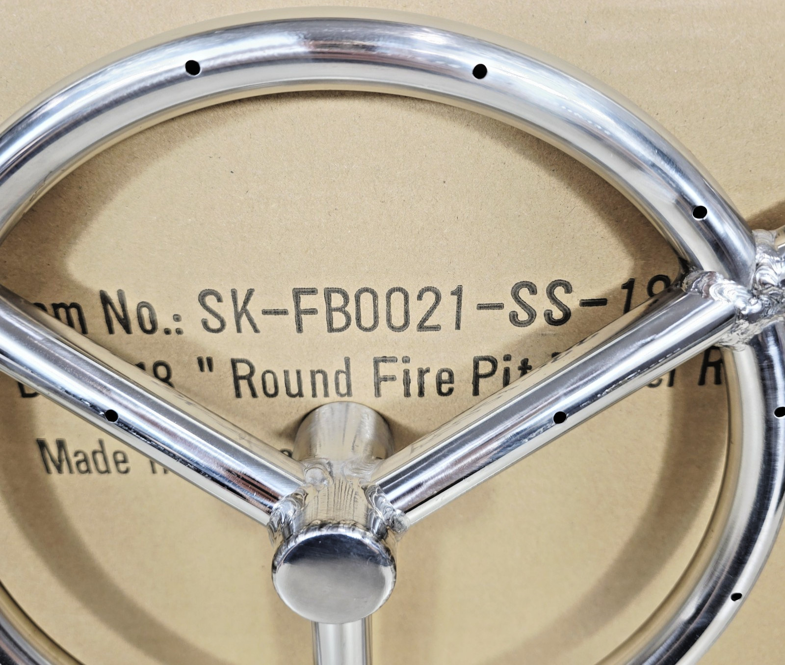 Skyflame 18 Inch Round Stainless Steel Fire Pit Burner Ring 18" Round - Dual Gas