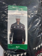 Weatherproof Vintage Cotton Long Sleeve 1/4 Zip Winter Sweater Men Black XLT NWT