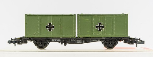 (mb1754) Minitrix 13561 mit 2 Bundeswehr Containern, Militärtransport - gebr. | Condition: Gebraucht