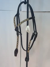 Unused With Tags Riata Leather Rawhide Crossover Headstall Western Bridle