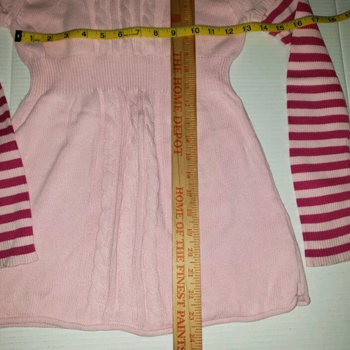 So Wear It Declare It Girls Large Pink White Stripe Cable Knit V-Neck Sweater - Picture 6 of 7