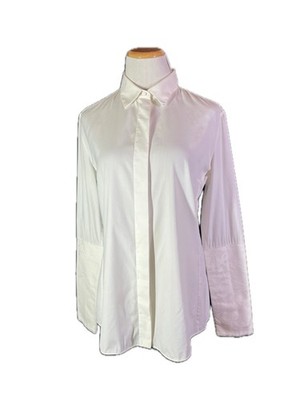 Christian Dior Paris Sz M? White Button-Up Long Sleeve Shirt Brocade Cuffs *Flaw