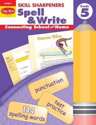 Evan-Moor Skill Sharpeners Spell and Write Workbook, Grade 5, 144 Spelling W...