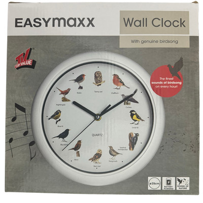 Singvogel Wanduhr leise Vogeluhr singend 25 cm Durchmesser