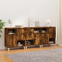 Sideboard Wohnzimmer 3Er Set RäUchereiche 60X35X70 Cm Holzwerkstoff