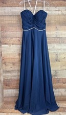 Christina Wu Sleeveless Full Length Chiffon Formal Dress Navy Blue