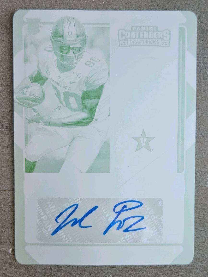 2020 Contenders Draft Picks Jared Pinkney RC Auto Printing Plate One Of One 1/1