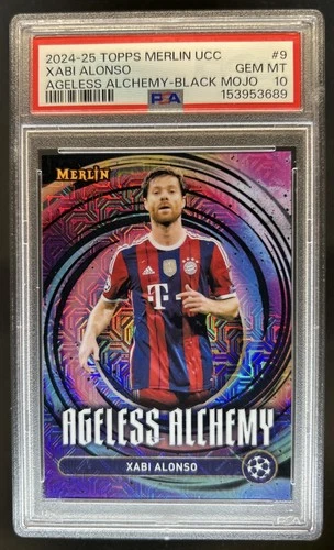 2024-25 Topps Merlin Chrome Xabi Alonso Ageless Alchemy Black Mojo #/10 PSA 10