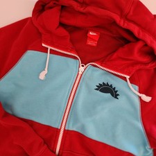 Nike Men's Red Blue Color Block Zip Up Hoodie Sweatshirt Size Large